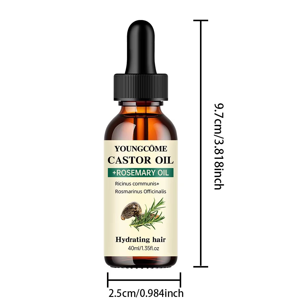 Mix Castor Oil and Rosemary Oil for Hair Growth Enhances Hair Thickness and Shine, Reduce Hair Loss and Split Ends Hair Care Oil