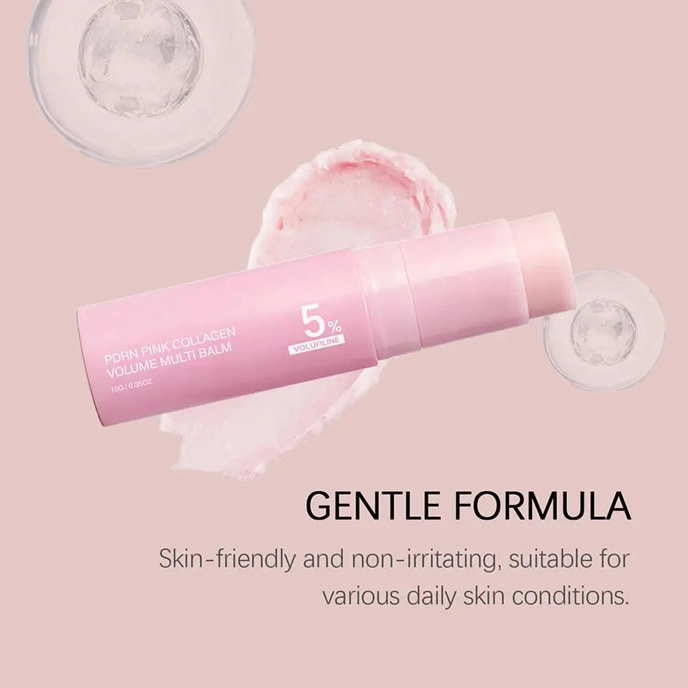 PDRN Pink Collagen Volume Multi Balm Stick |Collagen Balm Stick with Volufiline and NAD, Face & Body Moisturizing Lines and Lips