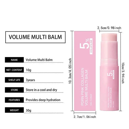 PDRN Pink Collagen Volume Multi Balm Stick |Collagen Balm Stick with Volufiline and NAD, Face & Body Moisturizing Lines and Lips