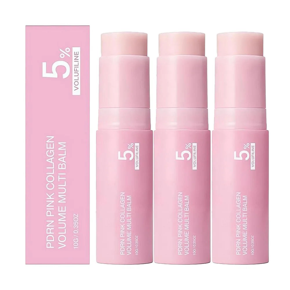 PDRN Pink Collagen Volume Multi Balm Stick |Collagen Balm Stick with Volufiline and NAD, Face & Body Moisturizing Lines and Lips