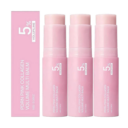 PDRN Pink Collagen Volume Multi Balm Stick |Collagen Balm Stick with Volufiline and NAD, Face & Body Moisturizing Lines and Lips